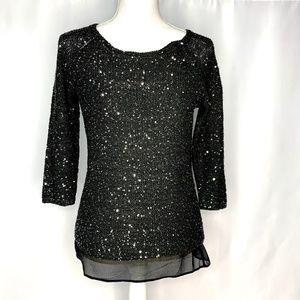 Cremieux Black Sparkle Sweater Size XS